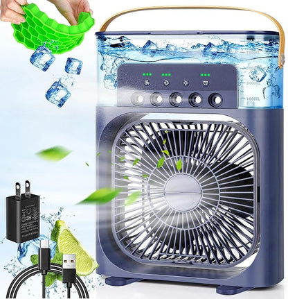 3-in-1 Portable Air Cooler Fan with LED Light and Humidifier